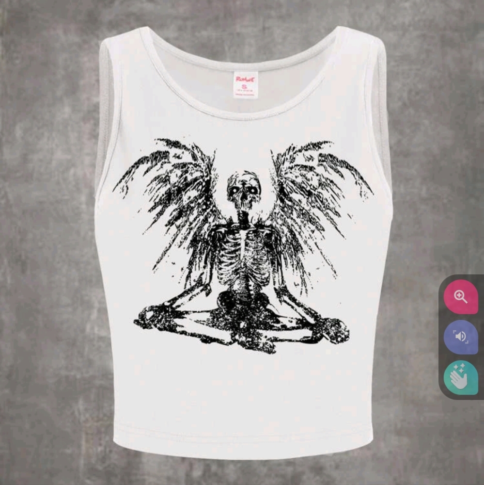 White moke neck crop tank